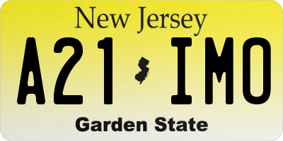 NJ license plate A21IMO