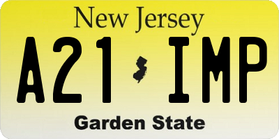NJ license plate A21IMP