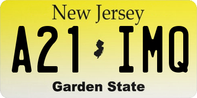 NJ license plate A21IMQ