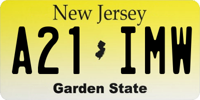 NJ license plate A21IMW