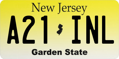 NJ license plate A21INL