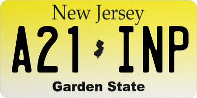 NJ license plate A21INP