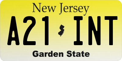 NJ license plate A21INT