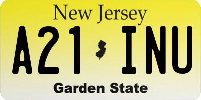 NJ license plate A21INU