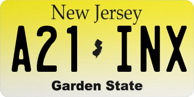 NJ license plate A21INX