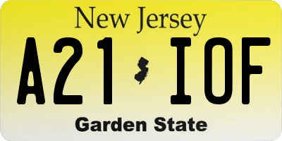 NJ license plate A21IOF