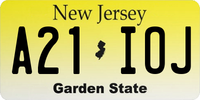 NJ license plate A21IOJ