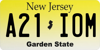 NJ license plate A21IOM