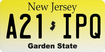 NJ license plate A21IPQ