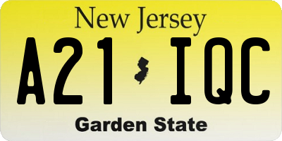 NJ license plate A21IQC
