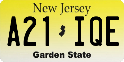 NJ license plate A21IQE