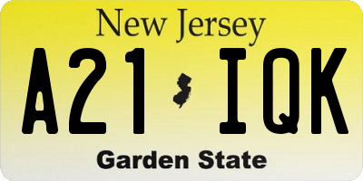 NJ license plate A21IQK
