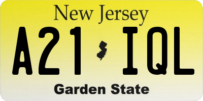 NJ license plate A21IQL