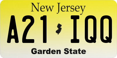 NJ license plate A21IQQ