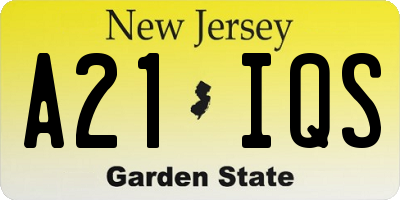 NJ license plate A21IQS