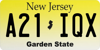 NJ license plate A21IQX