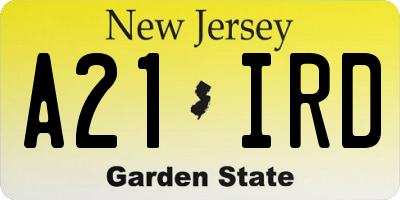 NJ license plate A21IRD