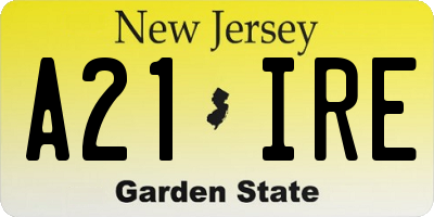 NJ license plate A21IRE
