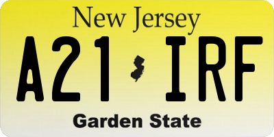 NJ license plate A21IRF