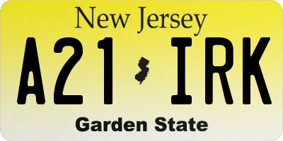 NJ license plate A21IRK
