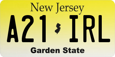 NJ license plate A21IRL