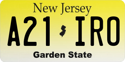 NJ license plate A21IRO