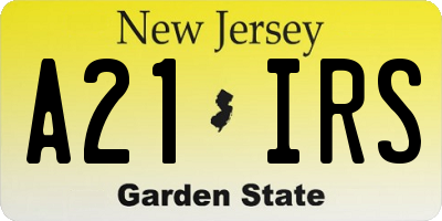 NJ license plate A21IRS
