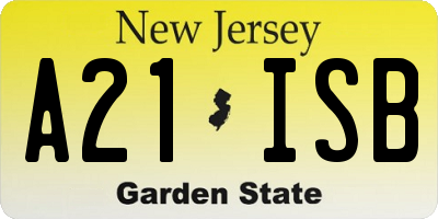 NJ license plate A21ISB