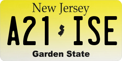 NJ license plate A21ISE
