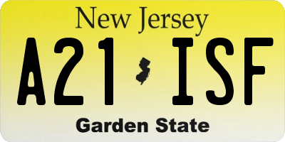 NJ license plate A21ISF