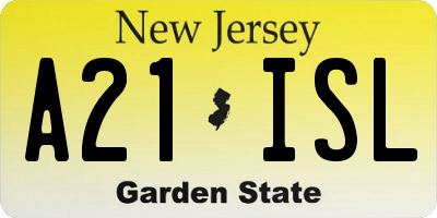 NJ license plate A21ISL