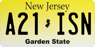 NJ license plate A21ISN