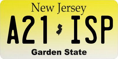NJ license plate A21ISP