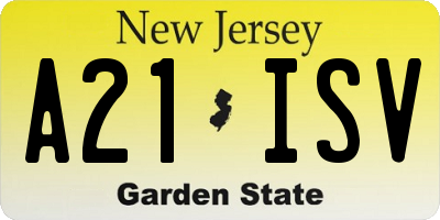 NJ license plate A21ISV