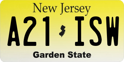NJ license plate A21ISW