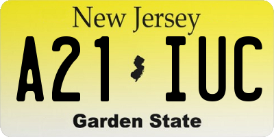 NJ license plate A21IUC