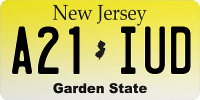 NJ license plate A21IUD