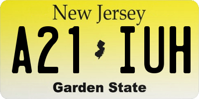 NJ license plate A21IUH