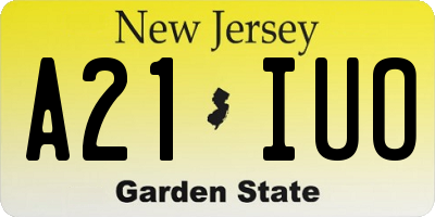 NJ license plate A21IUO