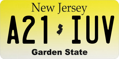 NJ license plate A21IUV