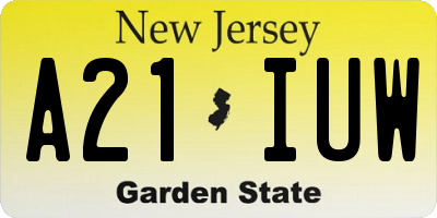 NJ license plate A21IUW