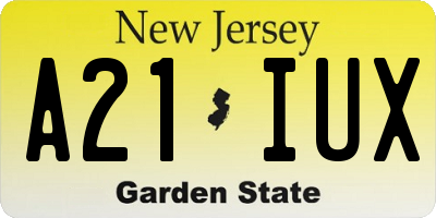 NJ license plate A21IUX