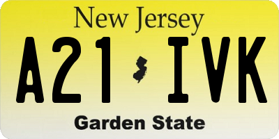 NJ license plate A21IVK