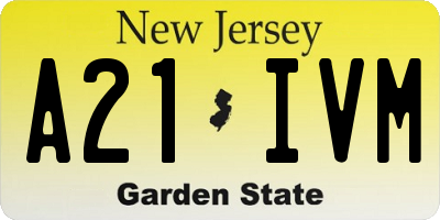 NJ license plate A21IVM