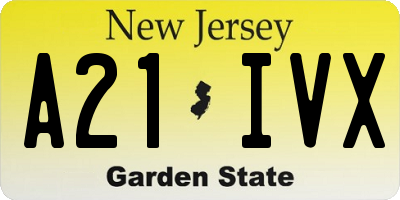 NJ license plate A21IVX