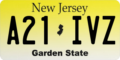 NJ license plate A21IVZ