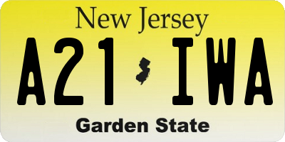 NJ license plate A21IWA