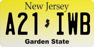 NJ license plate A21IWB