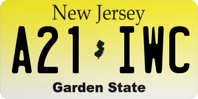 NJ license plate A21IWC