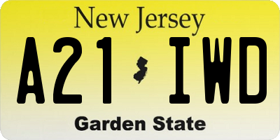 NJ license plate A21IWD